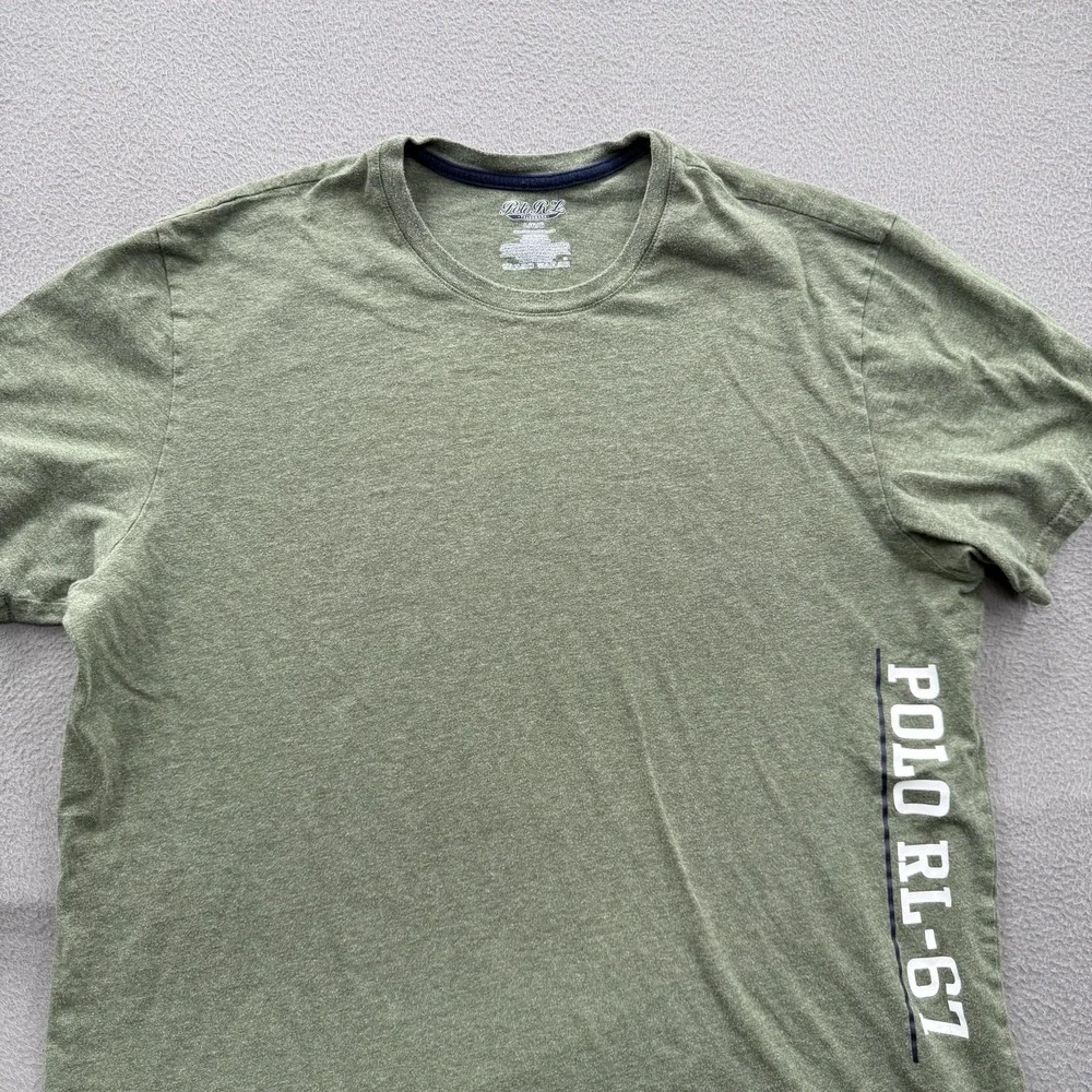 Polo Ralph Lauren Shirt Mens Large Green POLO RL-67 Logo Graphic Tee Tagless